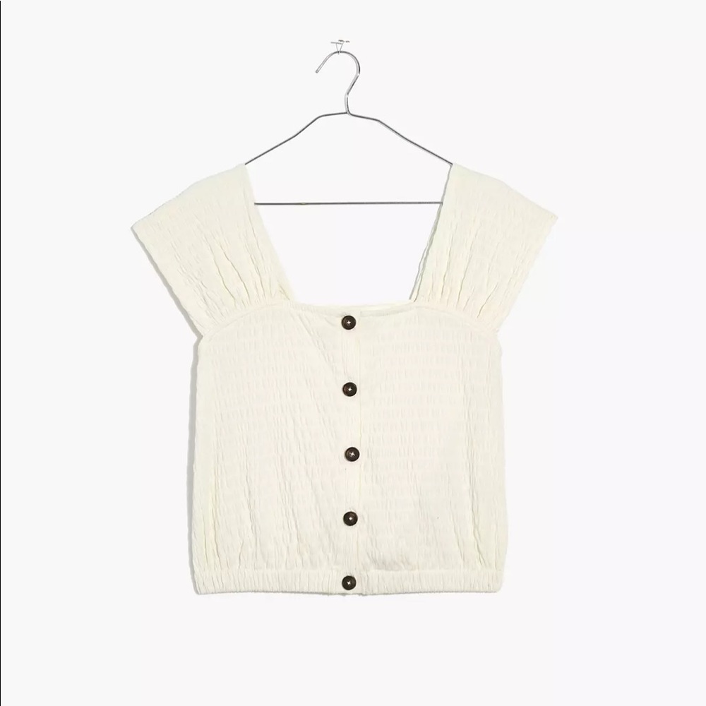 Madewell Crinkle-Knit Button-Front Top XXS. NWT